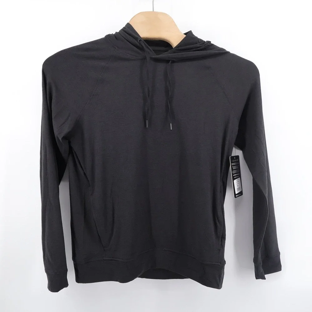 NEW 90 Degree by Reflex Performance Hoodie Heather Black Long Sleeve Men M